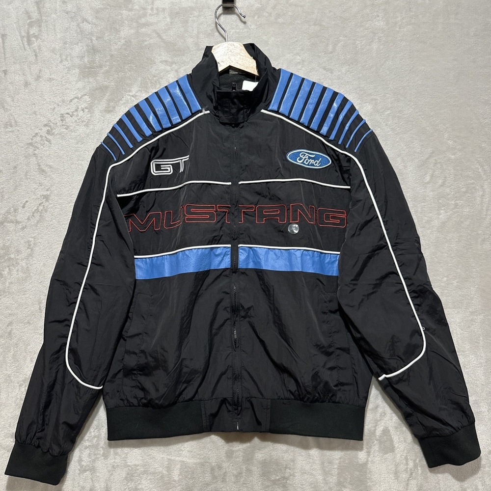 Ford Mustang GT Full-Zip Track Jacket Size‎ XS Black Long Sleeve Woven Full Zip